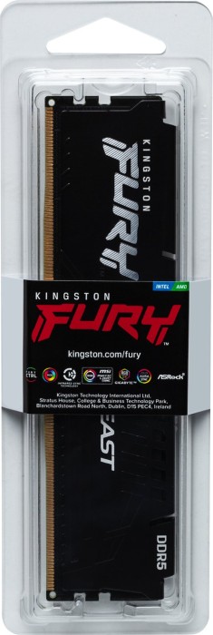 Kingston FURY Beast schwarz DIMM 8GB, DDR5-4800, CL38-38-38, on-die ECC (KF548C38BB-8)