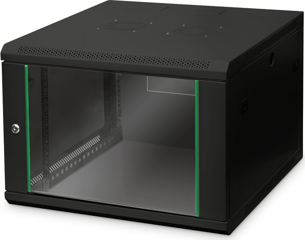 Digitus Professional Dynamic Basic Serie 7HE Wandschrank, Glastür, schwarz, 600mm tief (DN-19 07U-6/6-EC-SW)