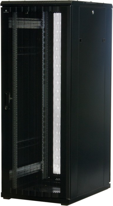 Rockstable 19" Serverschrank, 32HE, Gitternetztür, schwarz, 600mm breit, 800mm tief (RS19-6832PP)