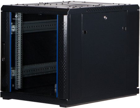 Rockstable 19" Serverschrank, 12HE, Glastür, schwarz, 600mm breit, 800mm tief (RS19-6812)