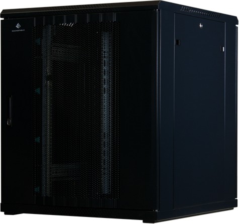 Rockstable 19" Serverschrank, 18HE, Gitternetztür, schwarz, 800mm breit, 800mm tief (RS19-8818PP)
