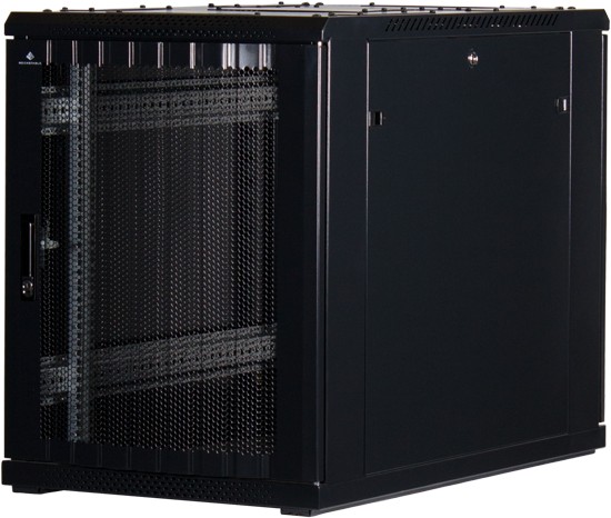 Rockstable 19" Serverschrank, 15HE, Gitternetztür, schwarz, 600mm breit, 1000mm tief (RS19-6015PP)