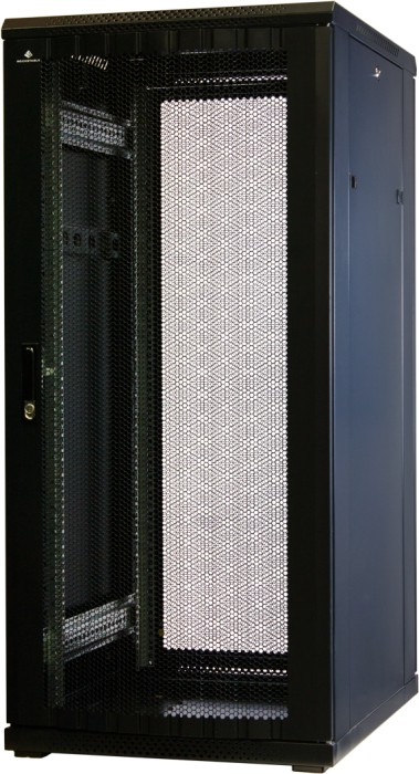 Rockstable 19" Serverschrank, 27HE, Gitternetztür, schwarz, 600mm breit, 800mm tief (RS19-6827PP)