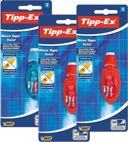 BIC hint-Ex Microtape Twist 5mm/8m white, correction tape longitudinal, blister (8705001)