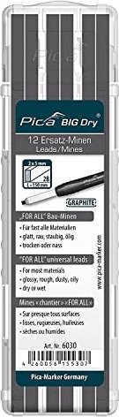 Pica-Marker BIG Dry For All Bleistiftmine 2B 5.0mm graphit, 12er-Pack (6030)