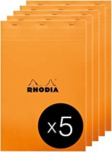 Rhodia Basics Notizblock N°19 orange A4+ kariert, 80 Blatt, 5er-Pack (19200C#5)