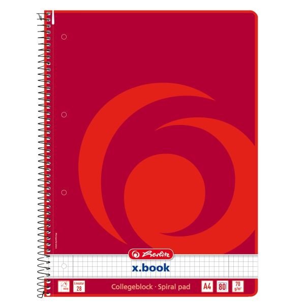 Herlitz Spiralblock A4 Lineatur 28, 80 Blatt, 5er-Pack (306456#5)