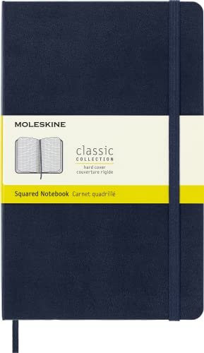 Moleskine notebook classic solid cover Large sapphire blue, checkered