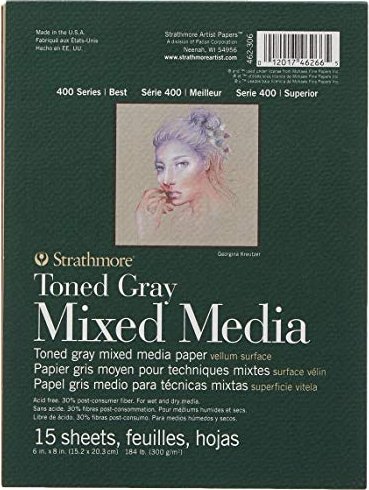 Strathmore 400 Series Toned Mixed media Zeichenblock 153x203mm grey, 15 sheets (462-306)