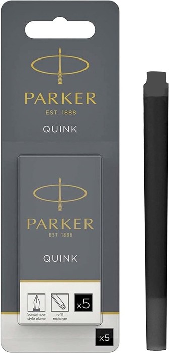 Parker Quink Großraum-Tintenpatrone schwarz, 5er-Pack, Blister (1950402)