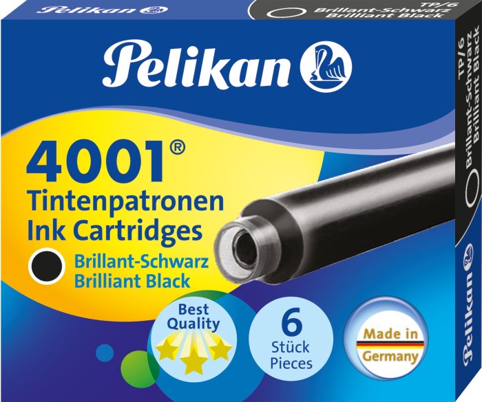 Pelikan 4001 Standard-Tintenpatrone brilliantschwarz, 6er-Pack (301218)