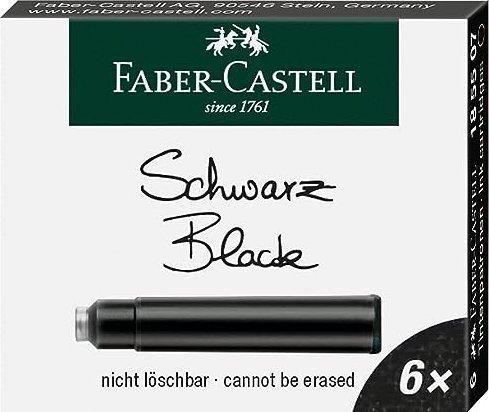 Faber-Castell Standard-Tintenpatrone schwarz, 6er-Pack (185507)