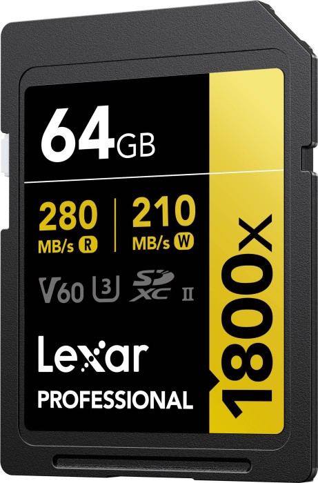 Lexar Professional 1800x Gold Series R280/W210 SDXC 64GB, UHS-II U3, Class 10 (LSD1800064G-BNNNG / LSD1800064G-BNNNU / LSD1800064G-RNNNC)