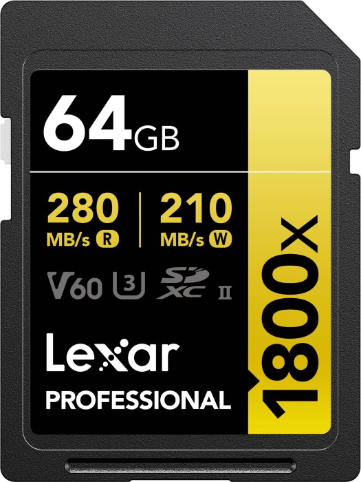 Lexar Professional 1800x Gold Series R280/W210 SDXC 64GB, UHS-II U3, Class 10 (LSD1800064G-BNNNG / LSD1800064G-BNNNU / LSD1800064G-RNNNC)
