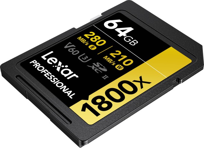 Lexar Professional 1800x Gold Series R280/W210 SDXC 64GB, UHS-II U3, Class 10 (LSD1800064G-BNNNG / LSD1800064G-BNNNU / LSD1800064G-RNNNC)