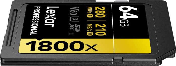 Lexar Professional 1800x Gold Series R280/W210 SDXC 64GB, UHS-II U3, Class 10 (LSD1800064G-BNNNG / LSD1800064G-BNNNU / LSD1800064G-RNNNC)