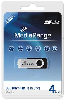 MediaRange USB Flexi-Drive schwarz/silber 4GB, USB-A 2.0 (MR907)