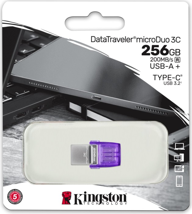 Kingston DataTraveler microDuo 3C G3 256GB, USB-A 3.0/USB-C 3.0 (DTDUO3CG3/256GB)