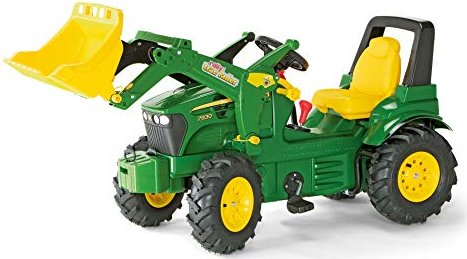 rolly toys rollyFarmtrac Premium John Deere 6210R Pedal-Tractor with Front Loader, Pneumatic Tyres, Two Speed and Break green (710126)