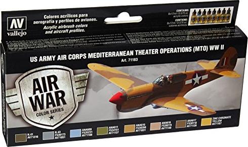 Vallejo Model Air Air War Color Series "WWII US Army Air Corps MTO" Farbset, 8-tlg. (71.183)