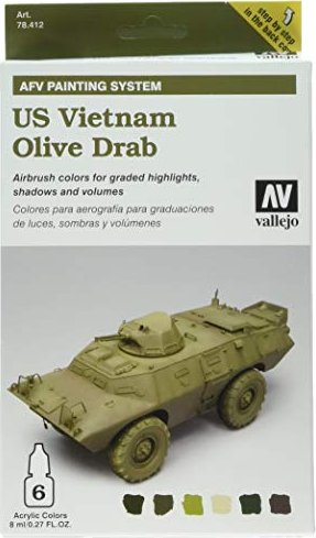 Vallejo Model Air AFV Painting System "US Vietnam Olive Drab" Farbset, 6-tlg. (78.412)