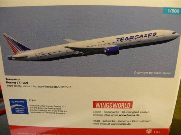 Herpa Transaero Boeing 777-300 (527507)