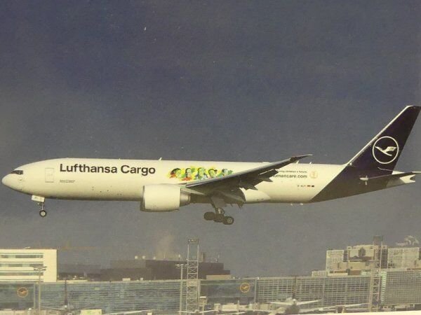 Herpa Lufthansa Cargo Boeing 777F Cargo Human Care D-ALFI Buenos Días México (535755)