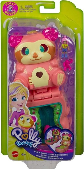 Mattel Polly Pocket Flip & Find Sloth Compact (GTM59)