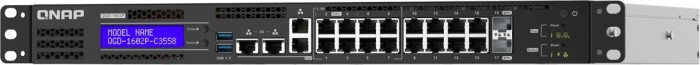 QNAP QGD-1602P Dual-System VM-Host & NAS Rackmount Gigabit Managed Switch, 16x RJ-45, 2x SFP+, PoE++ (QGD-1602P-C3758-16G)