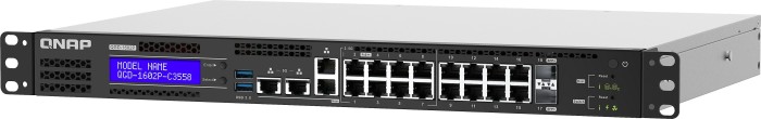 QNAP QGD-1602P Dual-System VM-Host & NAS Rackmount Gigabit Managed Switch, 16x RJ-45, 2x SFP+, PoE++ (QGD-1602P-C3758-16G)