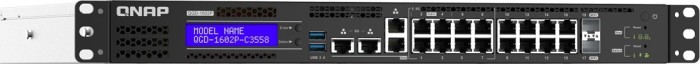 QNAP QGD-1602P Dual-System VM-Host & NAS Rackmount Gigabit Managed Switch, 16x RJ-45, 2x SFP+, PoE++ (QGD-1602P-C3758-16G)