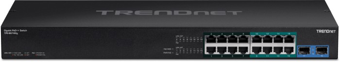 TRENDnet TPE Rackmount Gigabit Switch, 16x RJ-45, 2x SFP, 440W PoE++/PoE+ (TPE-BG182g)