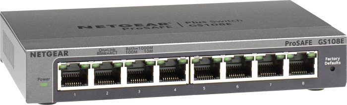 Netgear ProSAFE Plus GS100 Desktop Gigabit Smart Switch, 8x RJ-45 (GS108E-100)