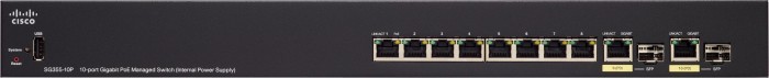 Cisco SG355 Rackmount Gigabit Managed Switch, 8x RJ-45, 2x RJ-45/SFP, 62W UPoE (SG355-10P-K9)