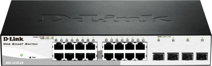 D-Link DGS-1210 Desktop Gigabit Smart+ Switch, 16x RJ-45, 4x SFP (DGS-1210-20)