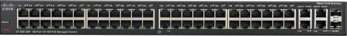 Cisco SF300 Rackmount Managed Switch, 48x RJ-45, 2x RJ-45/SFP, PoE (SF300-48P / SRW248G4P-K9)