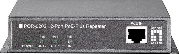 LevelOne POR-0202 Wallmount PoE-Repeater, PoE-extender, 3x RJ-45, PoE+/PoE+ PD (552046)