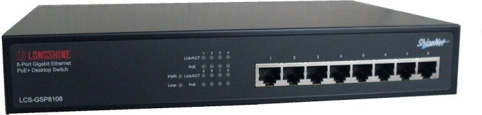 Longshine GSP8100 Desktop Gigabit Switch, 8x RJ-45, PoE+ (LCS-GSP8108)