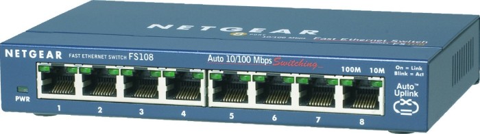 Netgear ProSAFE FS100 Desktop Switch, 8x RJ-45, V3 (FS108-300)