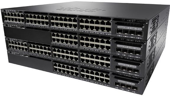Cisco Catalyst 3650 IP Base Rackmount Gigabit Managed Stack Switch, 48x RJ-45, 4x SFP, 775W PoE+ (WS-C3650-48FS-S)