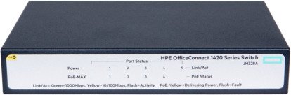HP OfficeConnect 1420 5G Desktop Gigabit Switch, 5x RJ-45, PoE+ (JH328A)
