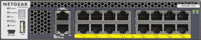 Netgear ProSAFE M4300 desktop 10G Managed switch, 16x RJ-45, 199W PoE+, 299W PSU (M4300-16X / XSM4316PA-100)