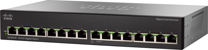 Cisco SG100 desktop Gigabit switch, 16x RJ-45 (SG100-16 / SR2016T)