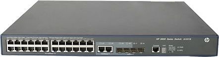 HP FlexNetwork 3600 24 EI v2 Rackmount Managed Stack Switch, 24x RJ-45, 2x RJ-45/SFP, 2x SFP, PoE+ (JG301B)