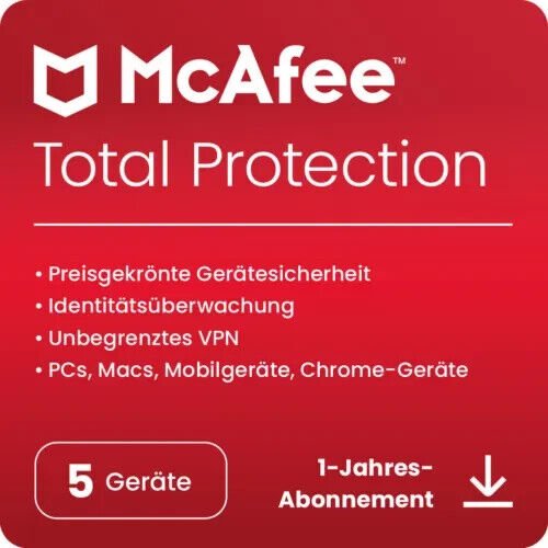 McAfee total Protection 2018, 5 User, ESD (multilingual) (Multi-Device)
