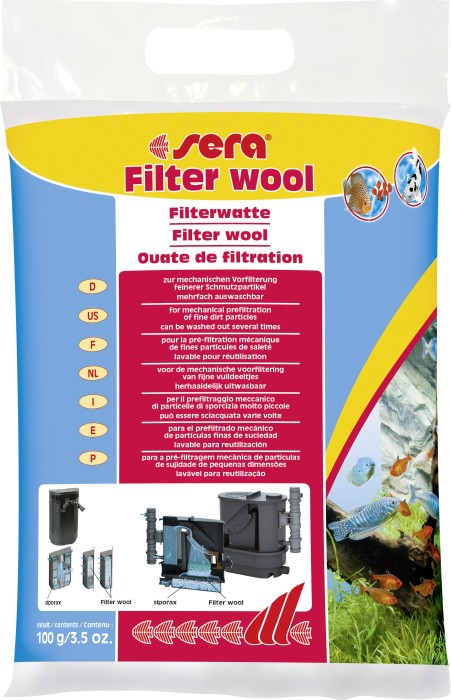 sera FILTER WOOL FINE - feine Filterwatte zur mechanischen Vorfilterung feinerer Schmutzpartikel, 100g (08460)
