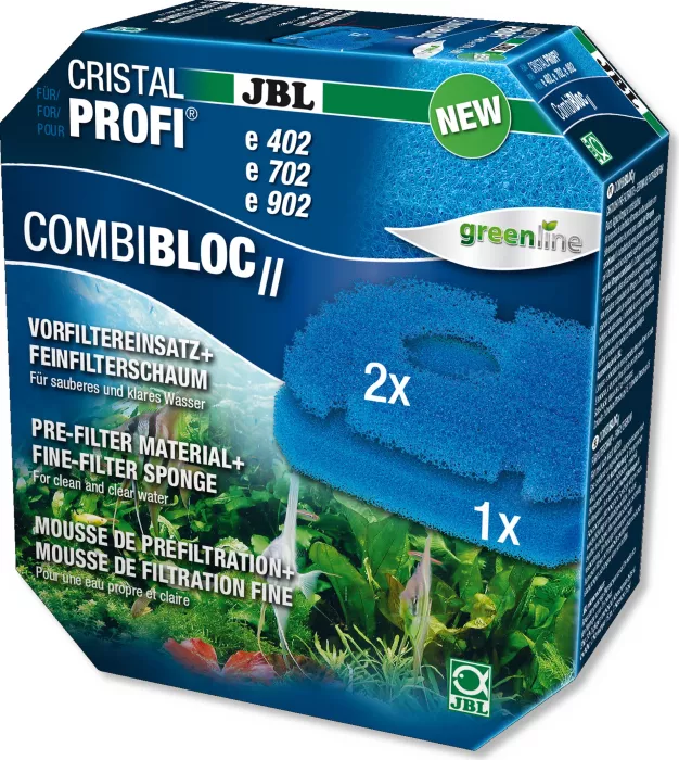 JBL Cristalprofessional CombiBLOC II prefilter and Feinfilterschaum for aquarium filter, e402/e702/e902 (6028800)