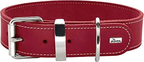 Hunter Aalborg Special dog collar, leather, strapazierfähhig, comfortable, 70 L-XL, red (68371)