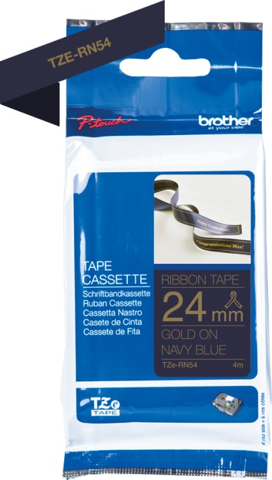 Brother TZe-RN54 Beschriftungsband, 24mm, gold/dunkelblau (TZeRN54)