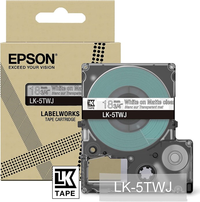Epson LK-4TWJ Beschriftungsband, 12mm, weiß/transparent matt (C53S672068)